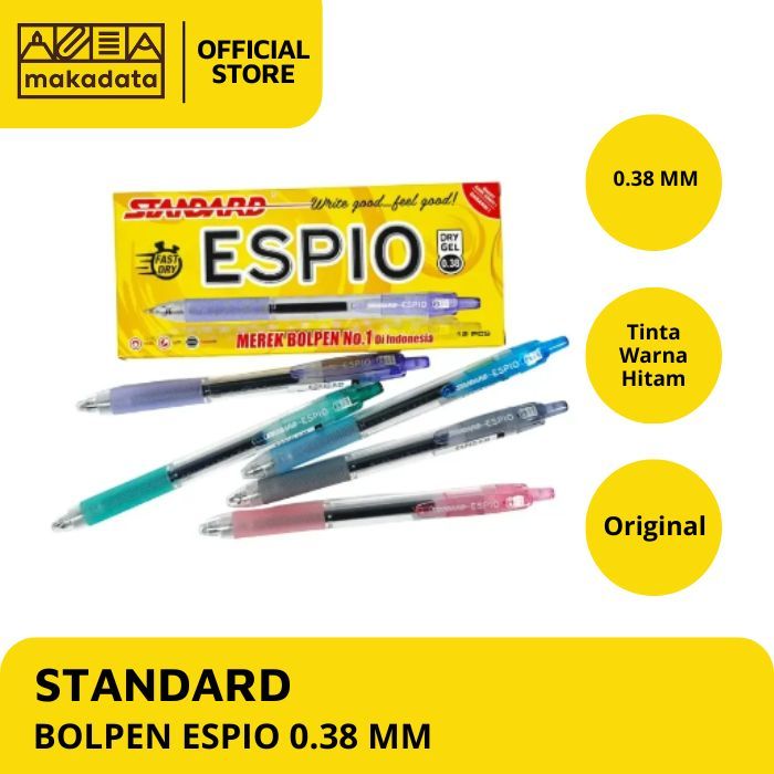 

BOLPEN / BALLPOINT / PULPEN STANDARD ESPIO 0.38 HITAM (1 PAK) MURAH