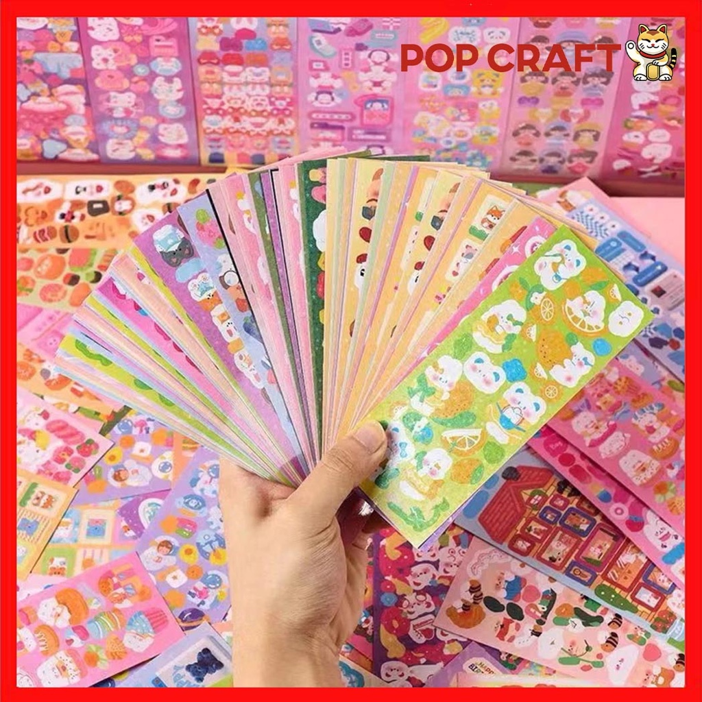 

PC 100 Lembar Stiker Pack DIY Gantungan Aklirik Dekor Sleeve Photocard Kpop Sticker Shiny Cartoon