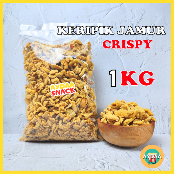 

KERIPIK KRIPIK JAMUR CRISPY ORIGINAL 1KG CEMILAN SNACK ENAK MURAH