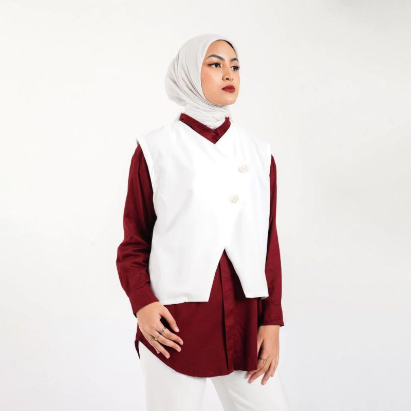Allava Vest | Atasan Blouse Rompi Baju Wanita Outfit Hangout Korea Kekinian Kasual