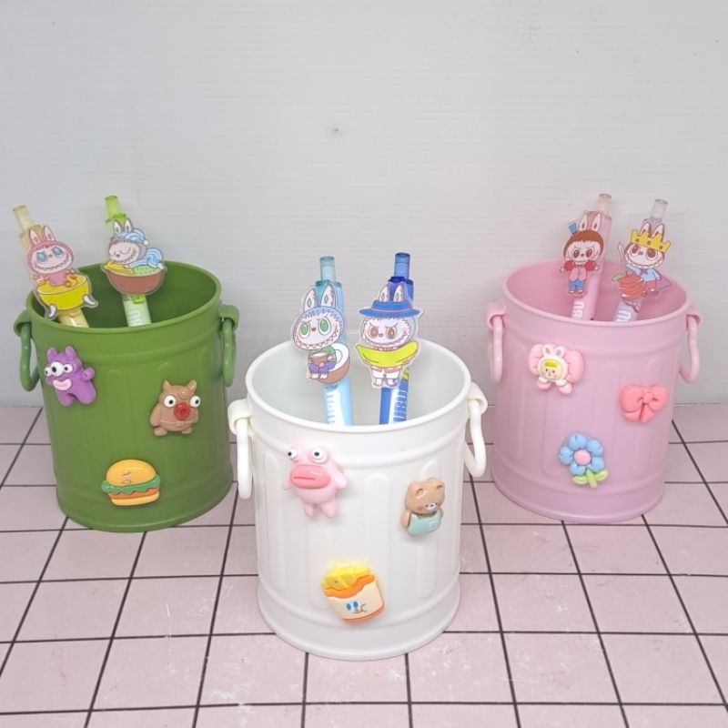 Tempat Pena Pensil Alat Tulis Brush Stand Organizer Kaleng Korea+ Hiasan Mainan 3D Fancy Aesthetic
