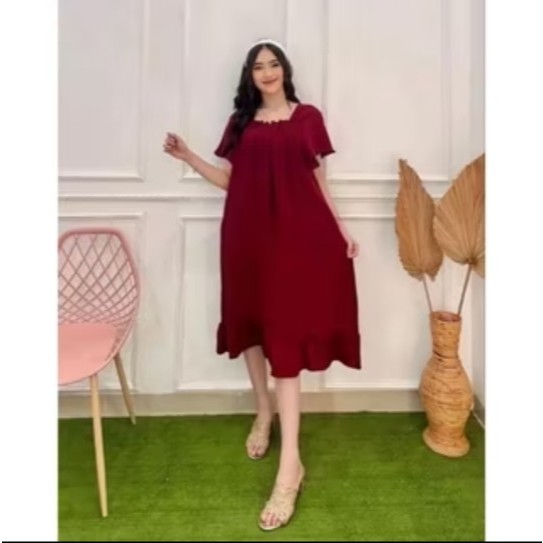 Dress Fujji Laura Cringkel/Daster Fuji Tren Tiara Poly Cringkel Terlaris Murah 2024.