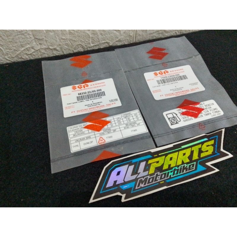 STIKER WARNING PELENGKAP UKURAN TEKANAN BAN DAN PENGISIAN BAHAN BAKAR UNIVERSAL SEMUA MOTOR ORIGINAL