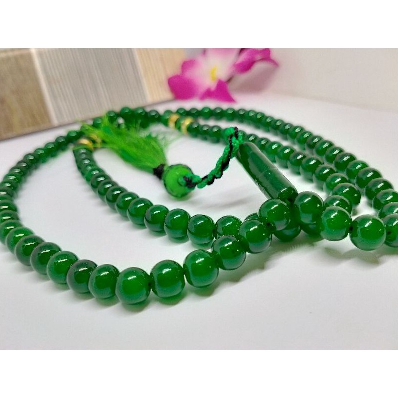 KODE P76G tasbih 99 batu giok aceh