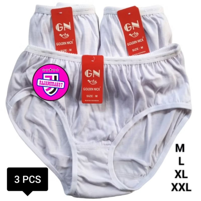 《 3 PCS 》CD Golden Nick 937 PUTIH ● Celana Dalam PUTIH ● Golden Nick