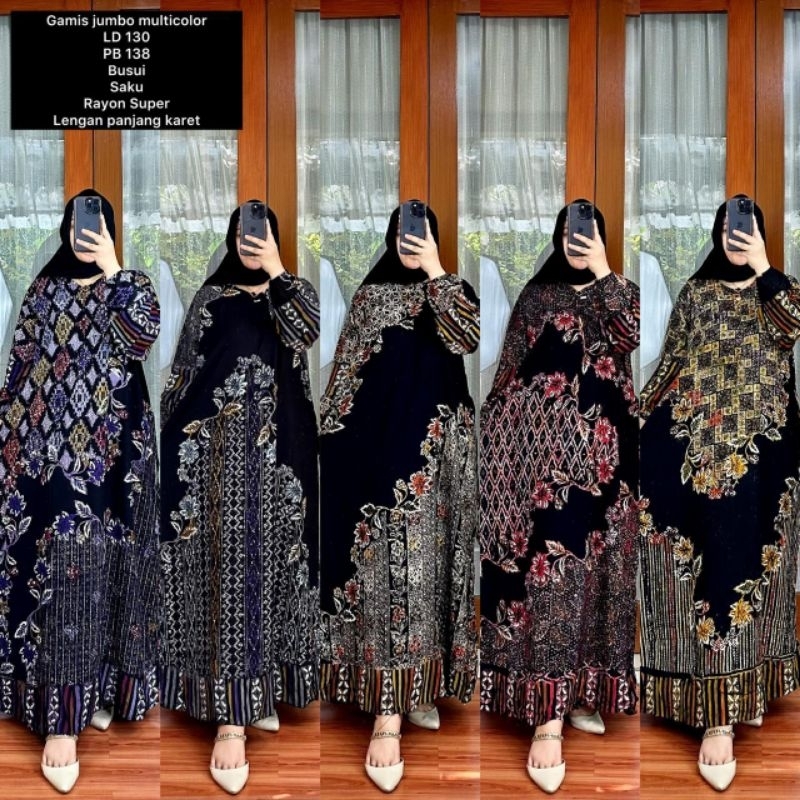 GAMIS BATIK SETORJOAN JUMBO LD130 CAP MALAMAN TERBARU 2024 KAIN RAYON PREMIUM TWILL CANDI MEKAR BAJU