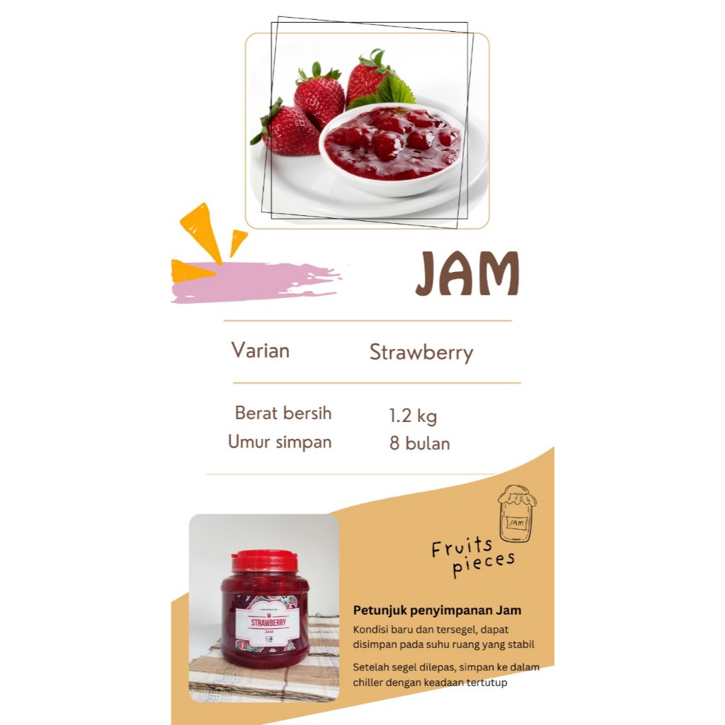 

Itpin Strawberry jam Selai Stroberi 1.2kg untuk topping ice cream atau olesan roti bakar 1200gram