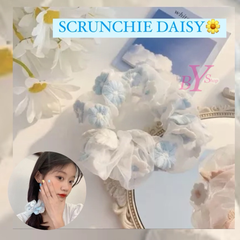 SCRUNCHIE IKAT RAMBUT BUNGA DAISY KOREA