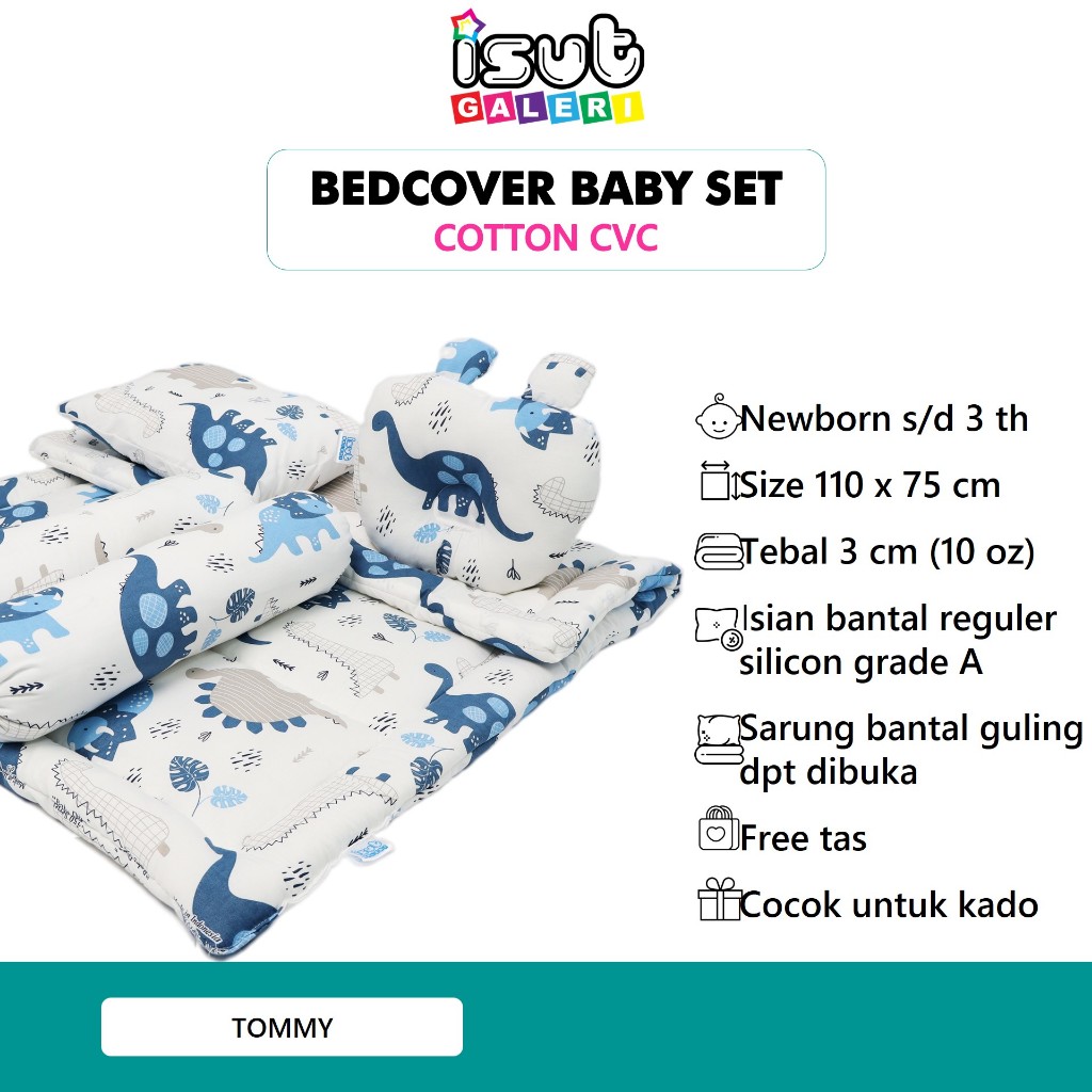 ISUT GALERI - Bedcover Bayi Set Motif Polos Baby Bedding Set Katun