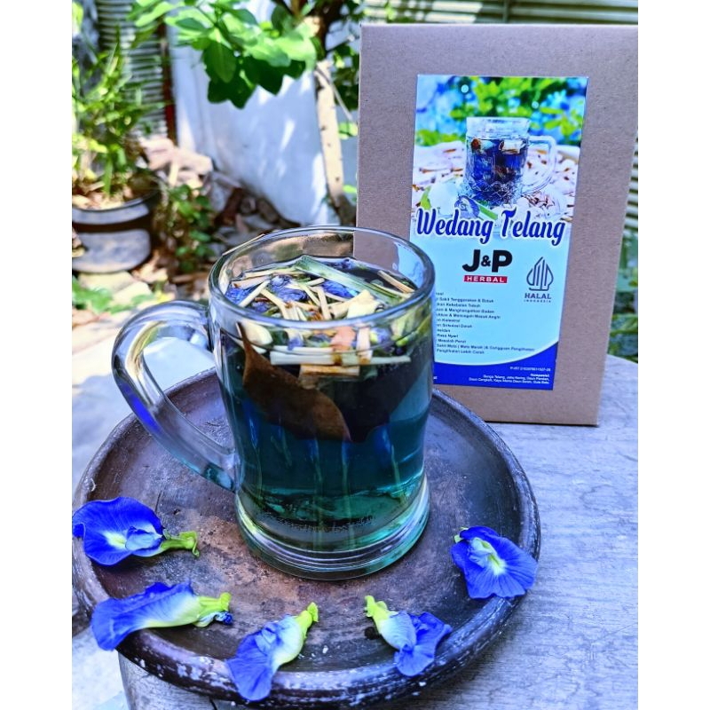 

wedang bunga telang 10 bungkus rempah J&P herbal premium + gula batu termurah tinggal seduh
