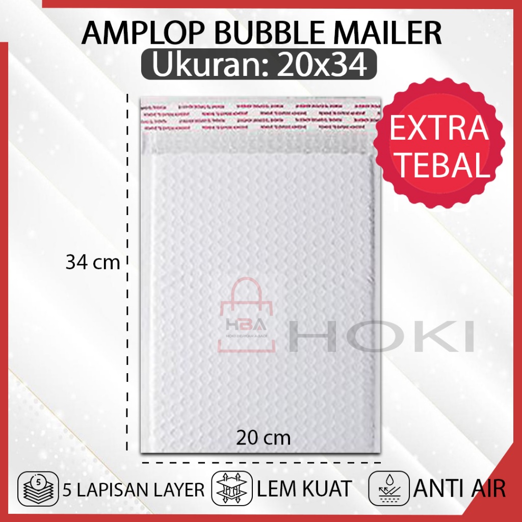 

Kantong Plastik Packing Amplop BUBBLE MAILER Putih 20x34 WHITE Bubble Wrap Polymailer Bungkus Paket Usaha Online Shop Murah