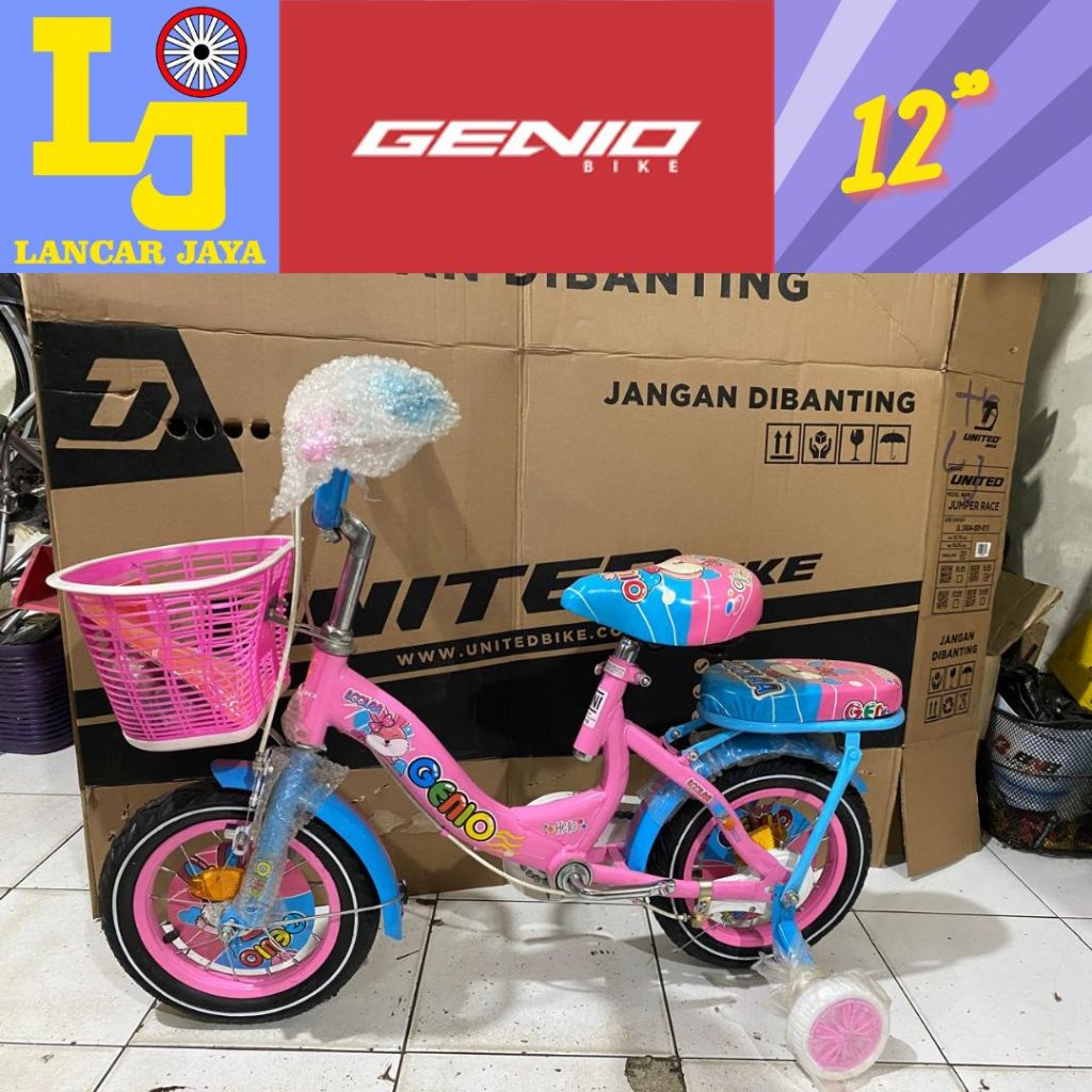 Genio Loola Sepeda MINI CTB Anak Perempuan Cewek 12" Inch  2,5 - 4 Tahun By united Karakter Kelinci
