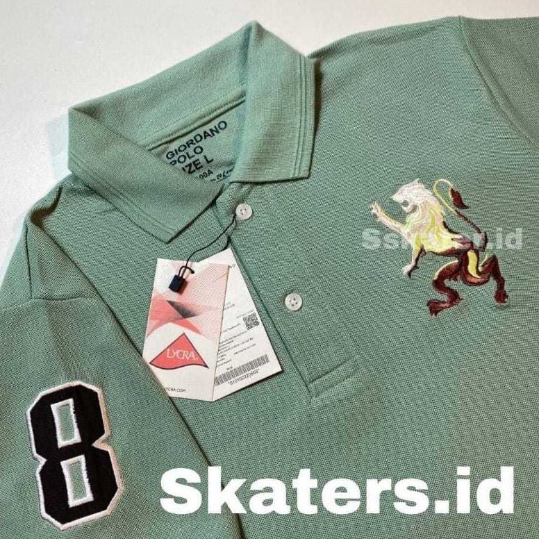 KODE A65P Kaos Polo Shirt Pria Kaos Kerah GIORDANO 3D LION Premium