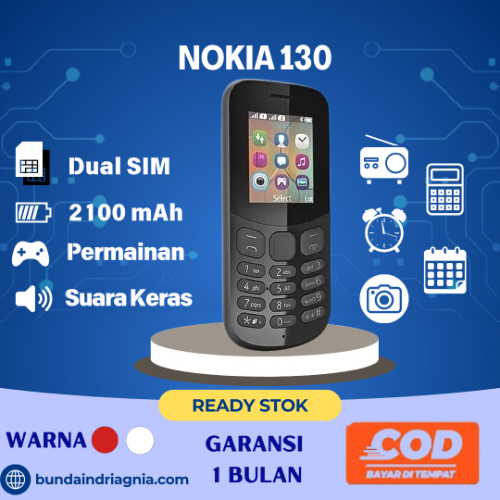 (COD) Hp Jadul Nokia 130 (2017) Nitnit  Biasa Dual Sim 100% Original Murah