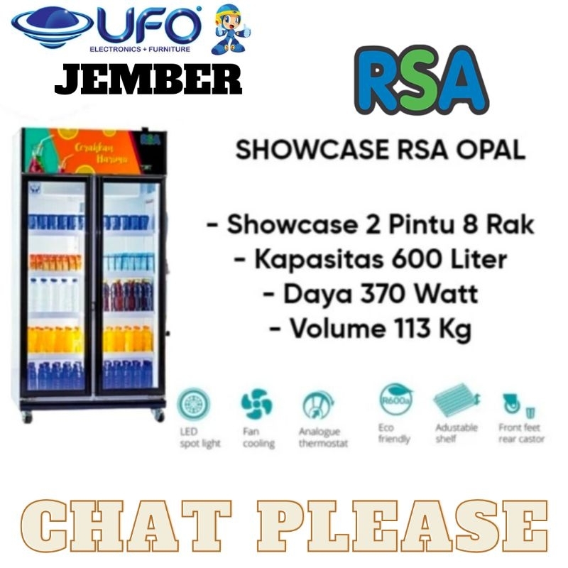 RSA OPAL SHOWCASE 2 PINTU 600 LITER