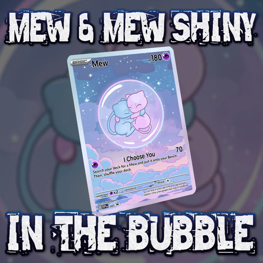KARTU POKEMON TCG HOLOGRAM ENGLISH VERSION FULL ART - MEW & SHINY MEW BUBBLE