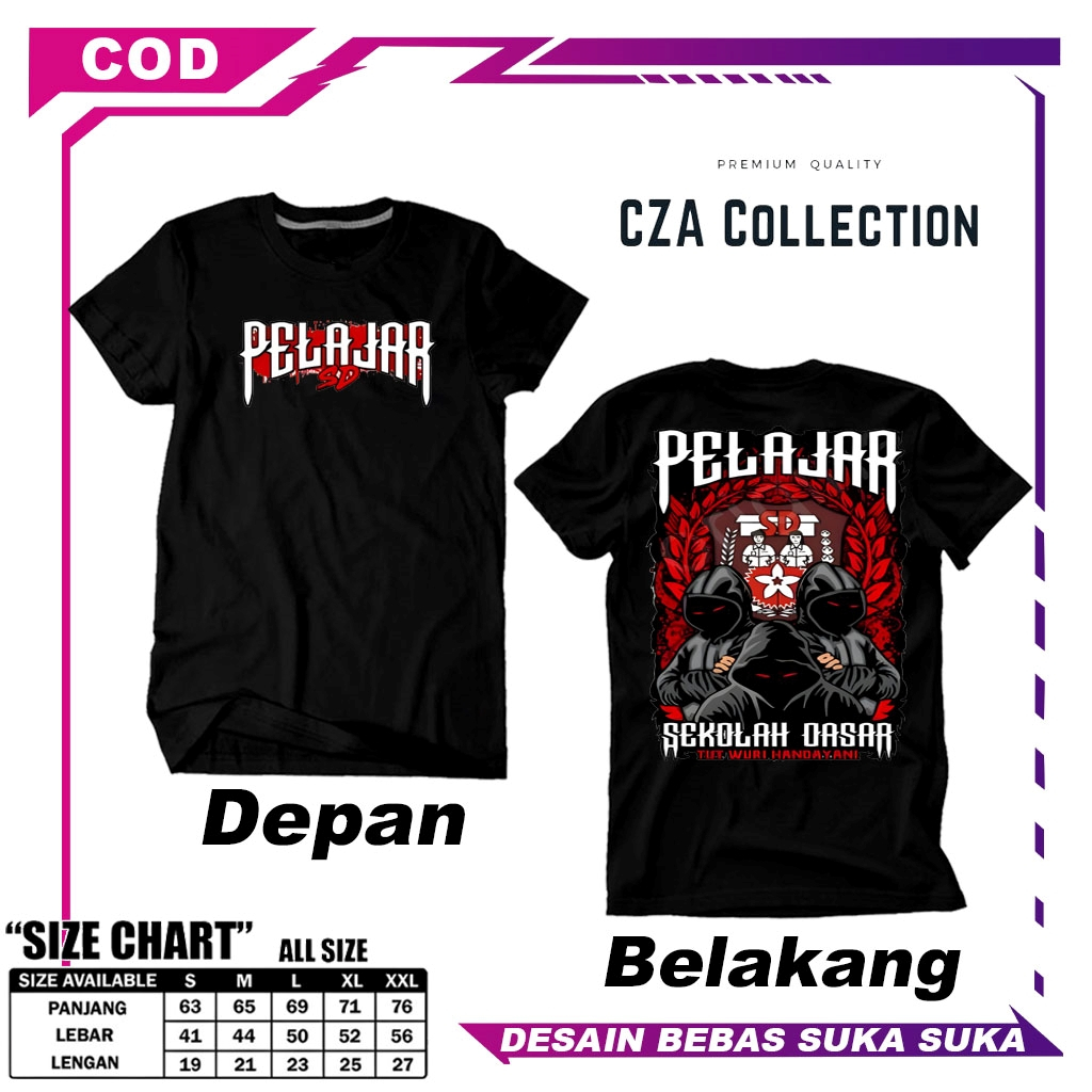 CZA FASHION-KAOS SABLON PELAJAR SD/KAOS ANAK SD/DISTRO/KAOS MURAH/KEKINIAN/TREND/KAOS VIRAL/COD