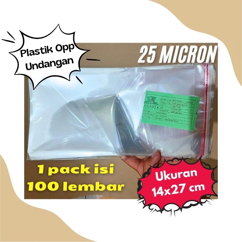 

100 lembar Plastik Opp Ukuran 14 cm (Panjang 20, 24, dan 27cm)