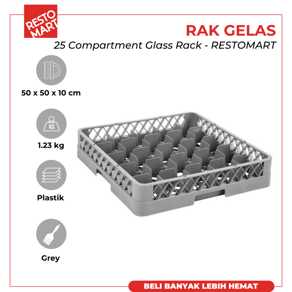 Rak Gelas / Keranjang Gelas 25 Lubang / 25 Compartment Glass Rack RESTOMART Plastik (2835035) (F12)