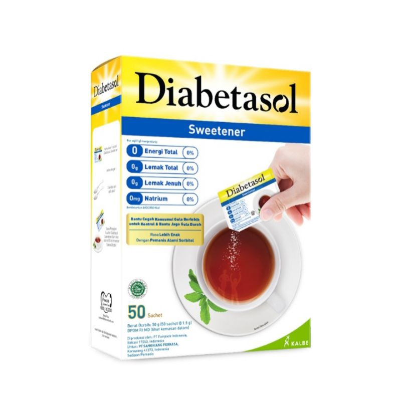 

Diabetasol Pemanis Gula Tanpa Kalori 50pc / Diabetasol isi 50pc / Gula Tanpa Kalori / Pemanis Alami /Diabetasol