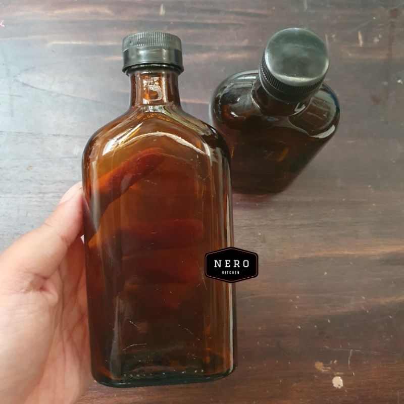 Botol Mansion Amber 250ml / Gepeng Madu 250ml / Botol Amber / Botol kaca coklat / Botol Mansion Boto