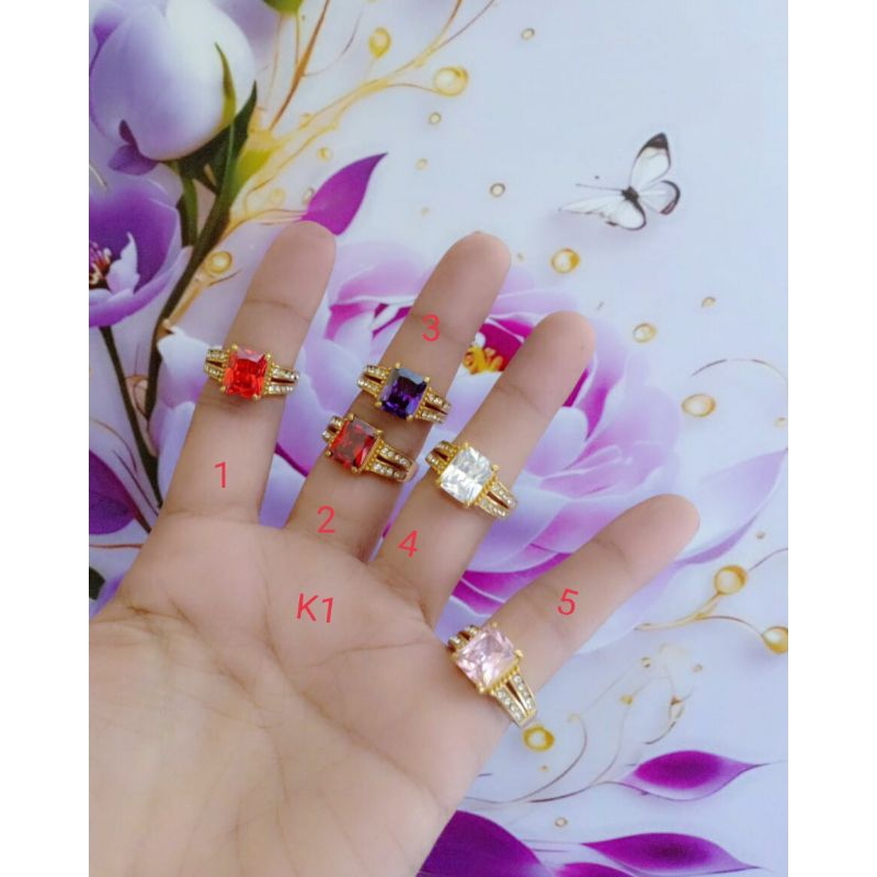 Cincin titanium permata zircon asli