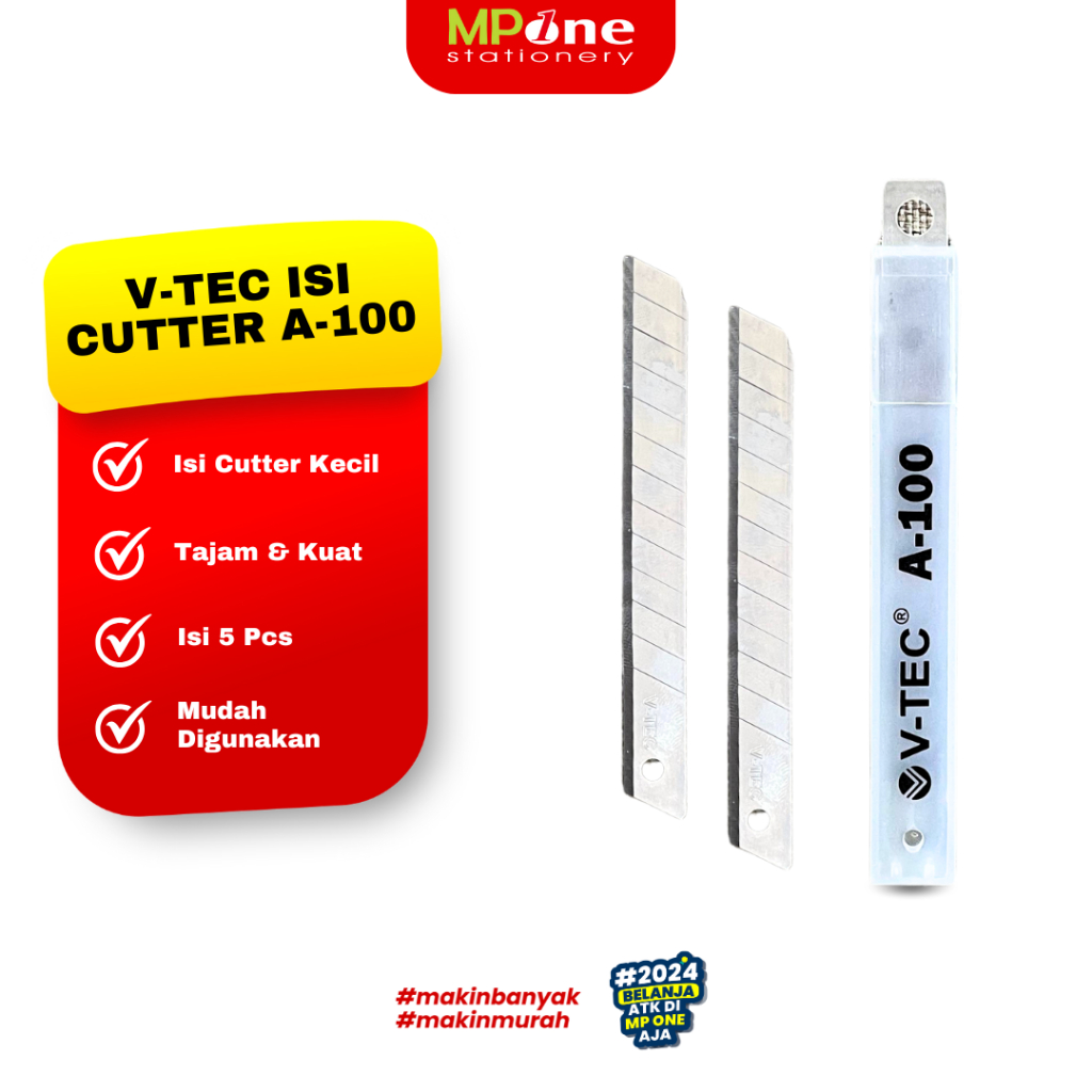 

(1 TUBE) V-tec Isi Cutter Kecil A-100 Isi 5 Pcs / Refil Isi Cutter V-tec A-100