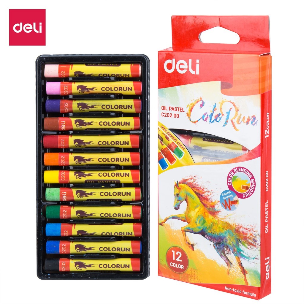 Deli EC20200 Oil Pastel / Crayon 12 Warna