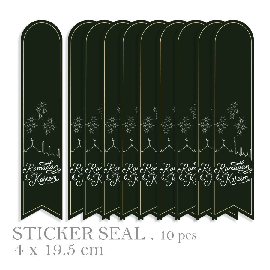 

stiker seal ramadhan kareem ukuran 4 x 19.5 cm warna hitam stiker box kemasan kue box