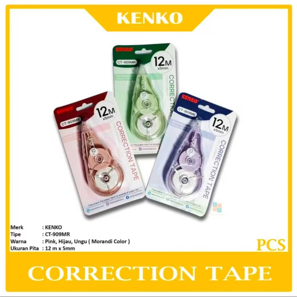 

KENKO CORRECTION TAPE CT-909MR (12MX5MM) HARGA PER PCS WARNA RANDOM