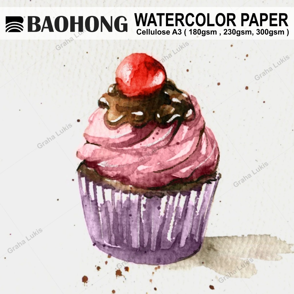 Watercolor Paper Baohong Cellulose A3 ( 180gsm , 230gsm, 300gsm )