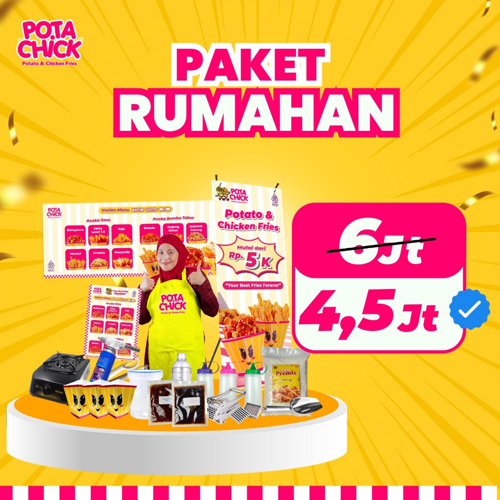 

Kemitraan Franchise Jajanan Murah Laris Kekinian Potachick - Paket Rumahan