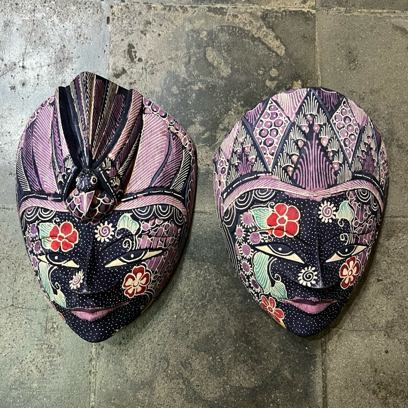 Topeng Rama Shinta Batik Kayu Hiasan Dinding Oleh Oleh Khas Jogja Indonesia