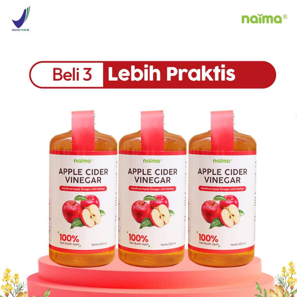 

Naima Cuka Apel Paket 3 Botol Original BPOM | Apple Cider Vinegar | 100% Cuka Apel Tanpa Pengawet