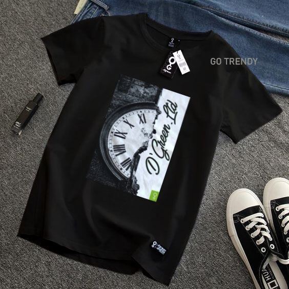 D'Green Baju Kaos Model Baru 2022 Pria Kasual Cotton 30s Hitam