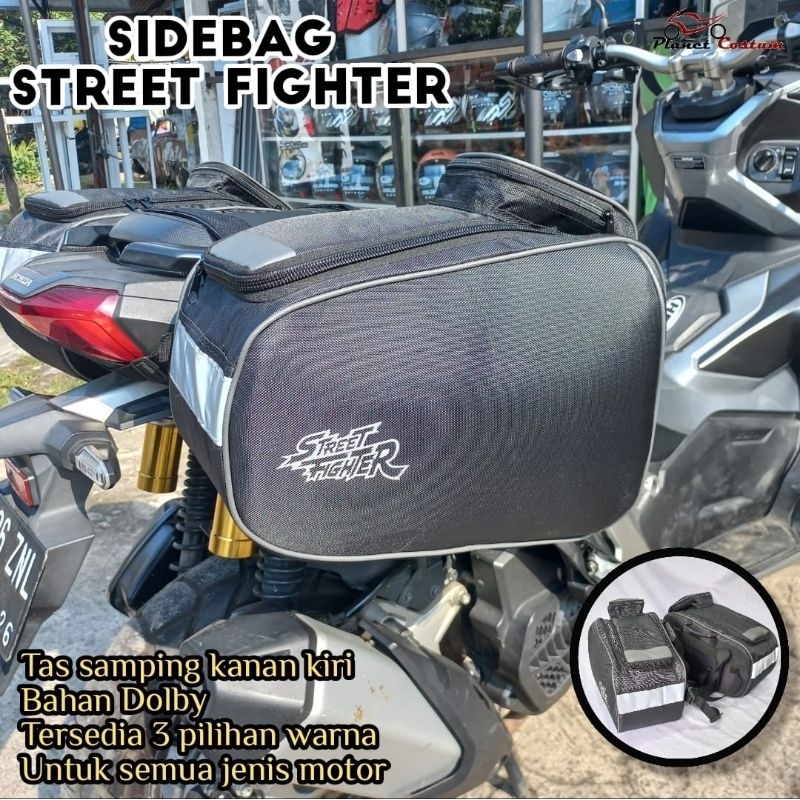 tas samping sidebag streetfighter sepasang kanan kiri tas touring mudik dilengkapi cover tas bahan w