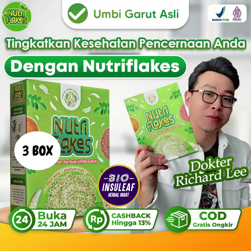 

Nutriflakes 3 Box Minuman Sereal Umbi Garut Sembuhkan Gerd 280g