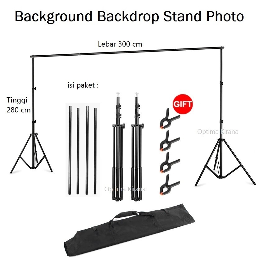 Tiang Kain Foto Green Screen Tripod Gawang Stand 3x2.8 M Back Ground Backdrop Studio Latar Belakang 