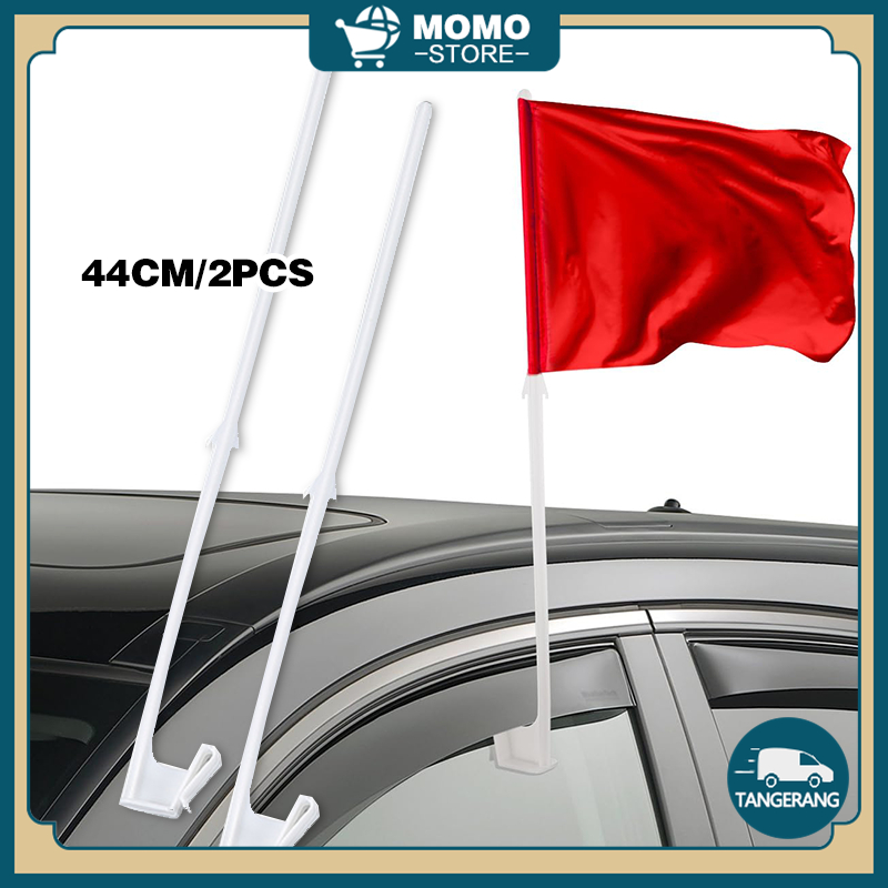 2PCS Tiang Bendera Jendela Mobil 44cm Multifungsi Bracket Tiang Bendera Kap Mobil Jepit Instalasi Mu