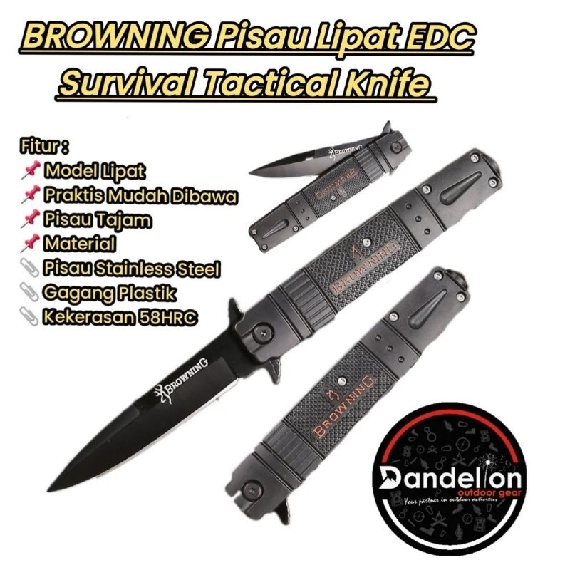 Browning Pisau Lipat EDC Survival Tactical Knife
