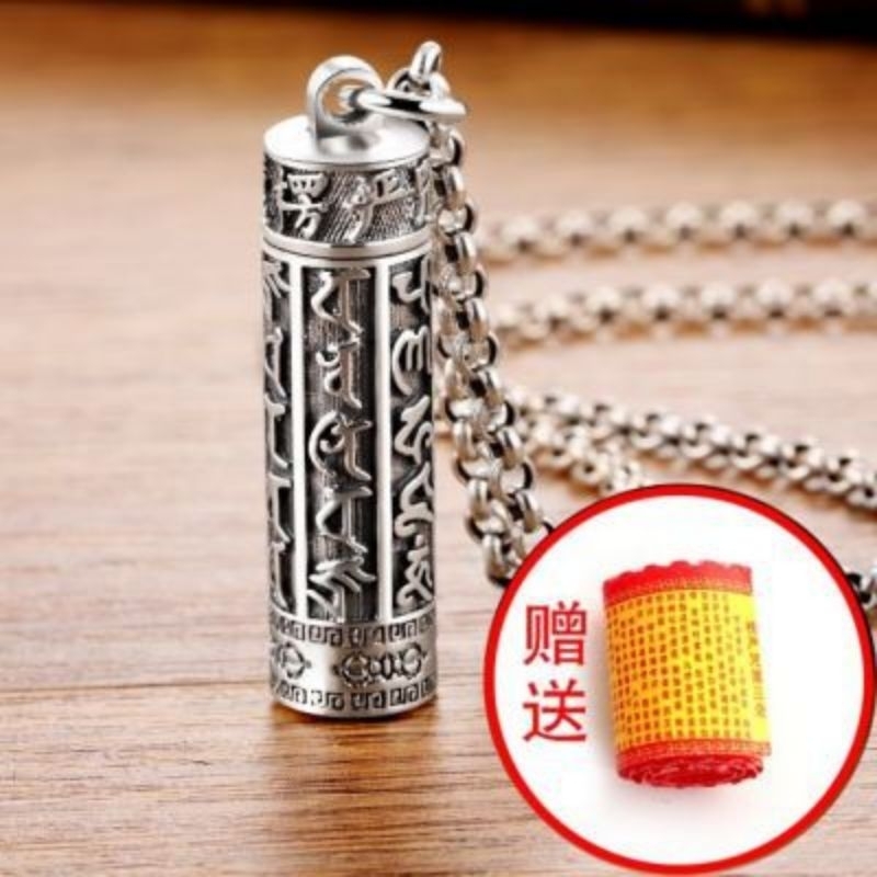 Kalung Tabung Mantra Budha/Liontin Tabung Mantra  Kecil/Kalung Sutra Hati  Saylebl Antik/Design Neck