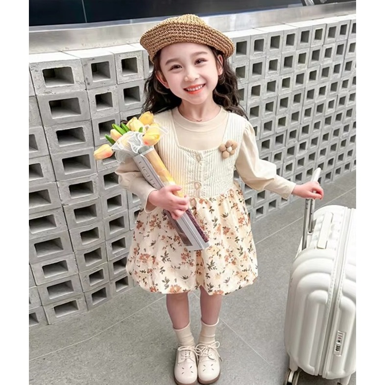 Dress Premium Anak Perempuan Usia 1-4 Tahun | Baju Dress Model Baju Dalaman Corduroy Lengan Panjang 