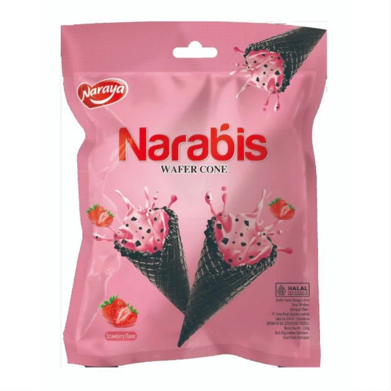 

NEW!! Narabis Wafer Cone Cream Strawberry Kemasan 220g