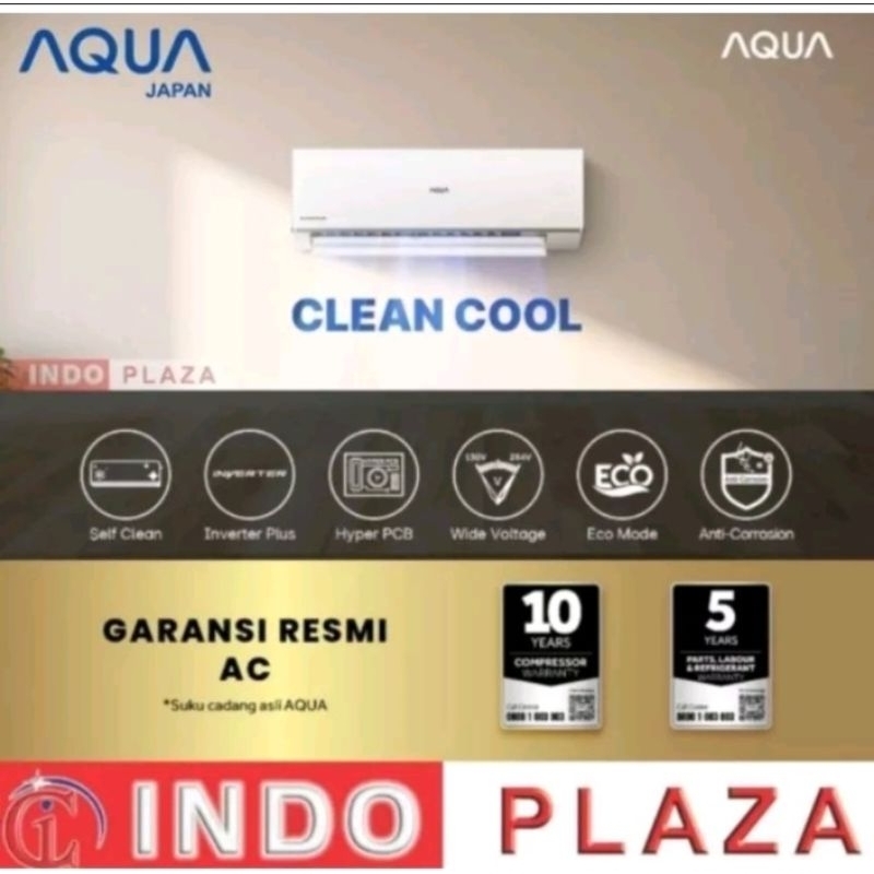 AC  AQUA INVERTER 1/2 PK AQA-KCR5VQCL SELF CELAN + ANTI KARAT (LUAR MEDAN)