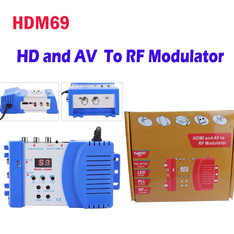 RF Modulator HDMI dan AV TO RF Digital DVBT VHF / UHF frequency