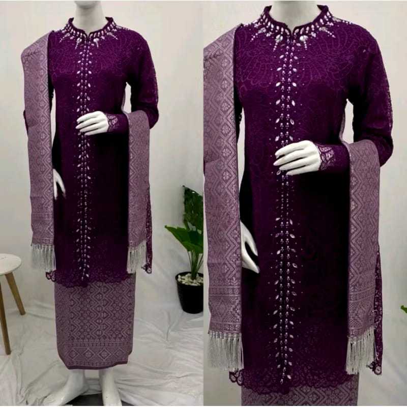 Setelan kebaya tunik khairani/Atasan kebaya tunik payet brukat/kebaya tunik payet/kebaya brukat sele