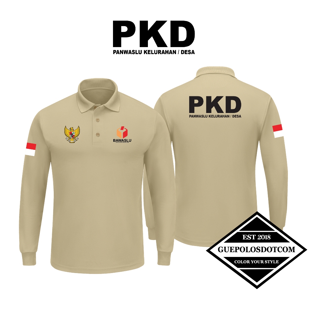 POLO BERKERAH PKD (PANWASLU KELURAHAN/DESA)- POLO SHIRT PKD LOGO BAWASLU FREE NAMA DAERAH - BAJU POL