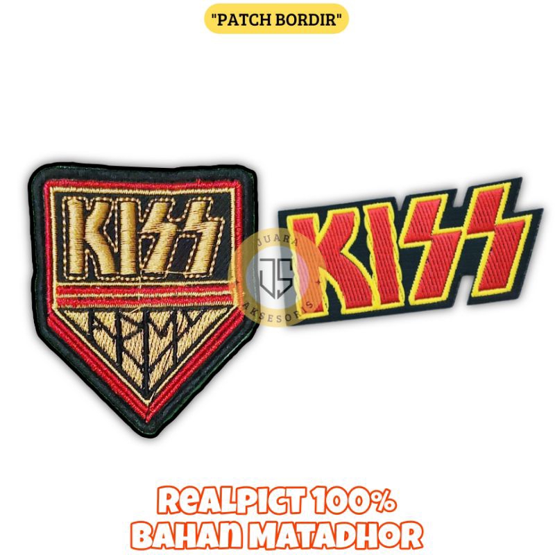 Patch Bordir Jahit Emblem Band Kiss Logo Iron Patch Aksesoris Bordir