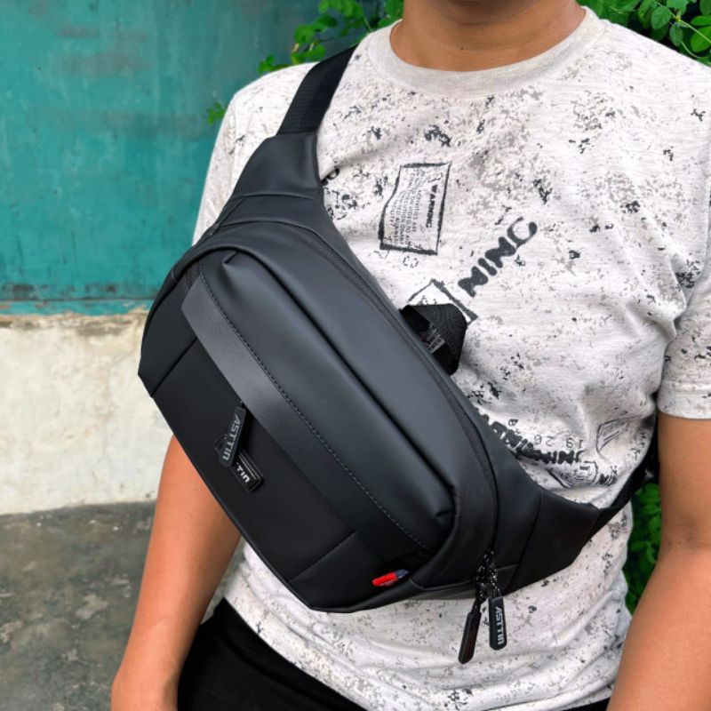 ASTTIN | Tas Selempang Pria Anti Air | Waistbag Pria Waterproof Jumbo Tas Pinggang & Tas Bahu Origin