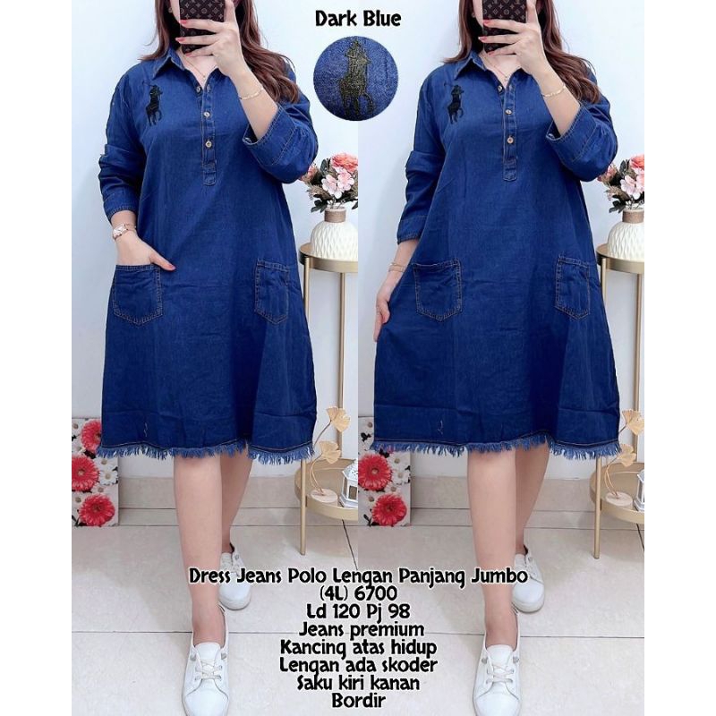 Dres Jeans 4522, 6700, 8071 Dress Jeans Polo Lengan Panjang Jumbo (4L) 8071, 6700, 4522